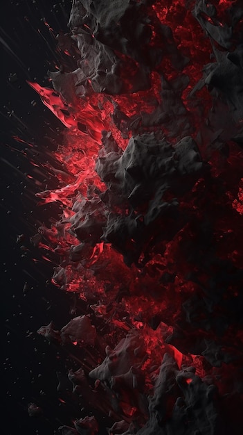 A red and black background with a black background and a red lava in the middle.