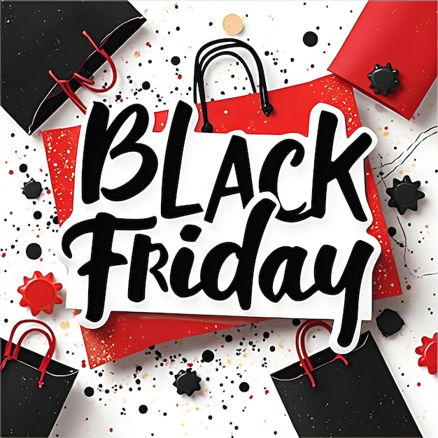 Photo a red and black bag that says black friday friday on it