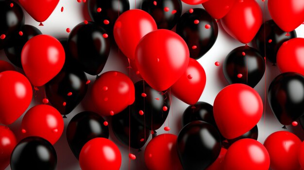 Red and black balloons over white background Black Friday concept