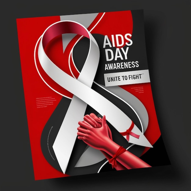 Photo a red and black book that says aids day