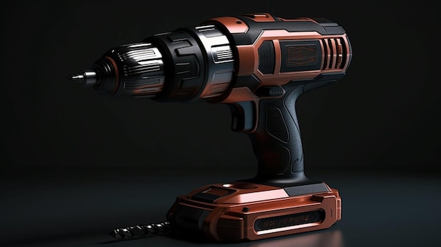 A red and black drill with a cordless drill on it.