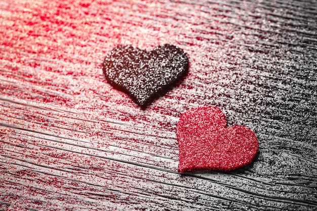 Red and black felt hearts