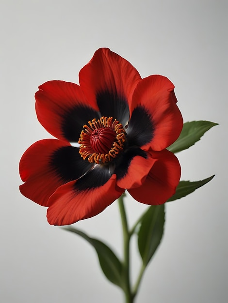 a red and black flower with the wordtheon it