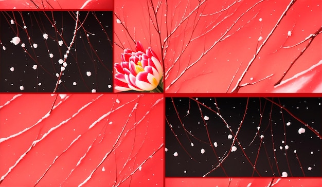 Red black flowers abstract background banner