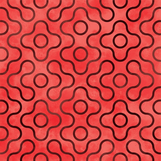 Photo red and black geometric pattern with circles on a red background