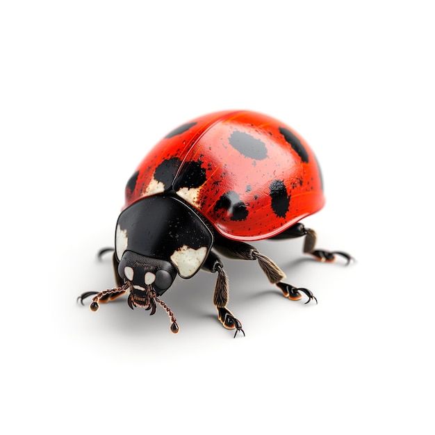 Red and Black Ladybug on White Background Generative AI