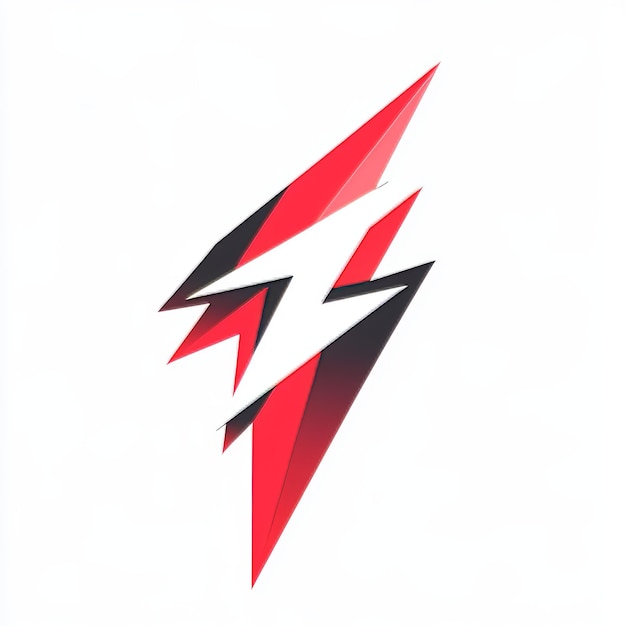 a red and black lightning bolt is shown on a white background