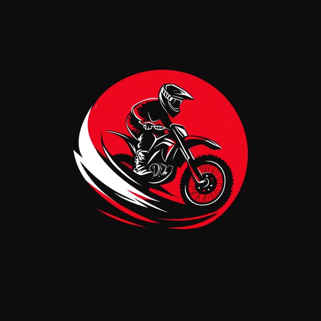 Photo red black motocross racing logo design template