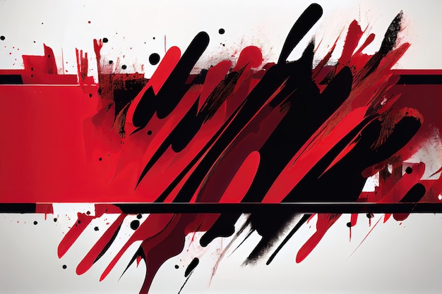 A red and black painting with a black line that says'red '