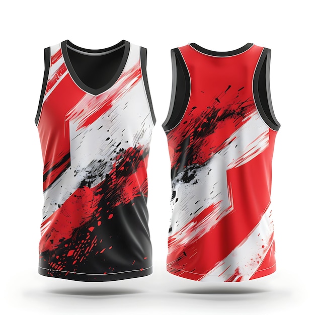 a red and black tank that has the number 3 on it