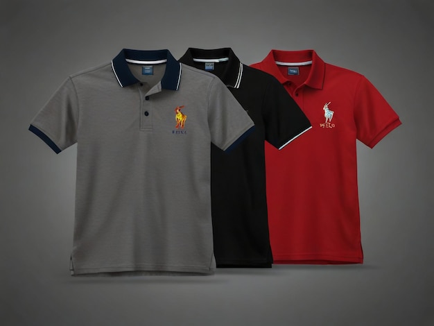 Photo a red black and white polo shirt with the letter f on it