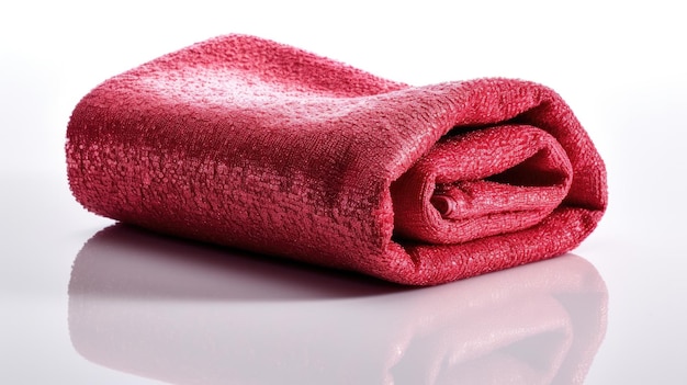 A red blanket is on a white surface.