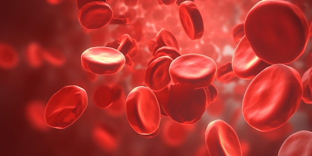 A red blood cell is shown in a close up view.