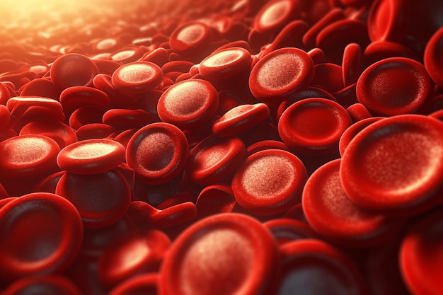 red blood cells flowing through vein Created with generative Ai technology