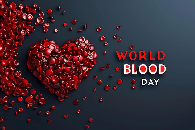 Photo red blood cells forming heart shape for world blood day