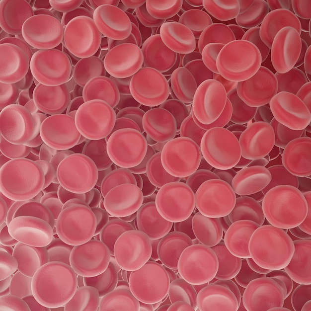 Red blood cells in top view. 3d illustration high quality