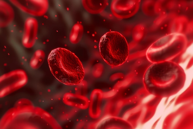 Photo red blood cells in vein blood cells flowing through a capillary bloodstream medicine and biology