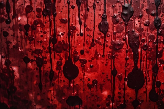 A red blood stain is shown on a black background