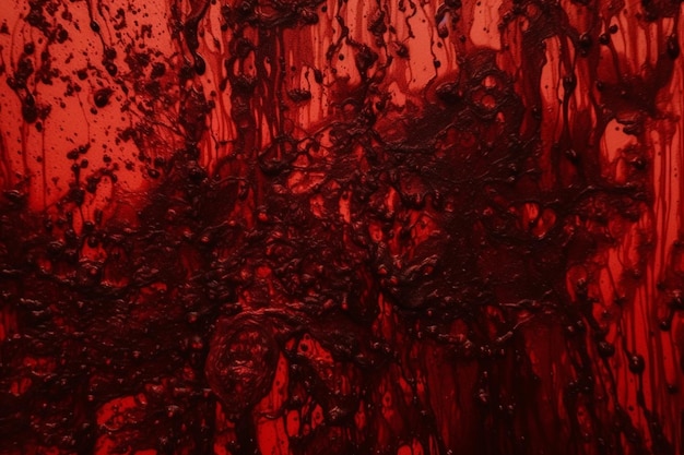 A red blood stain is shown on a black background