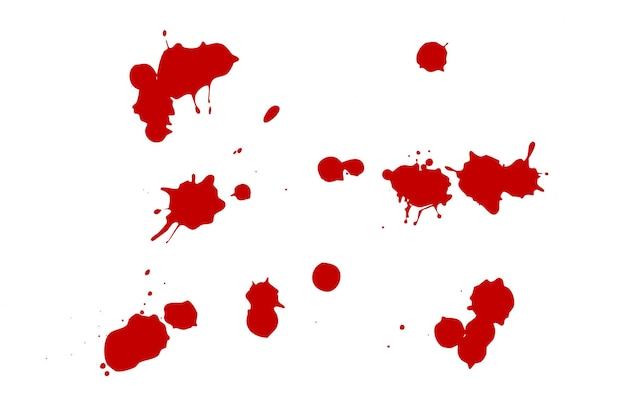 Red blot on a white background Spots of ink on a piece of paper