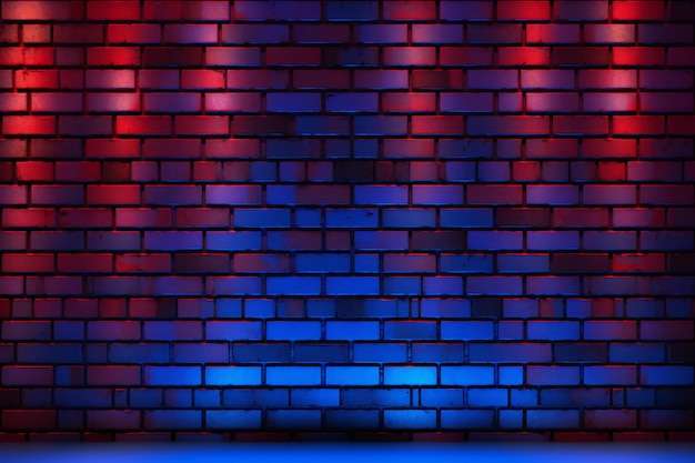 Red and blue brick wall background