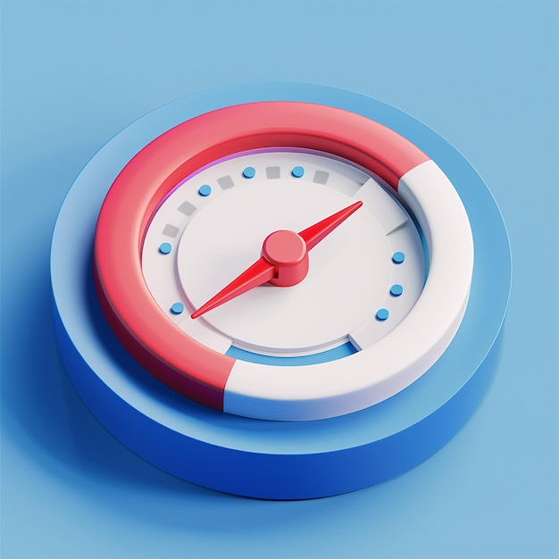 a red and blue clock with a red and blue border