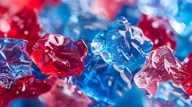 Red and Blue Gummy Candies CloseUp with Bokeh