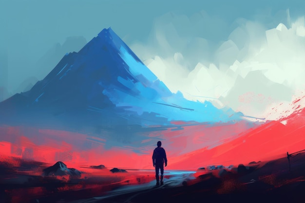 Red blue landscape Color nature Generate Ai