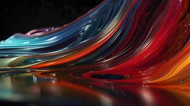 A red and blue metal wave is flowing on a black background.