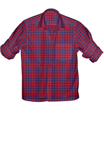 A red and blue plaid shirt with a black stripe and the word " the word " on it. "