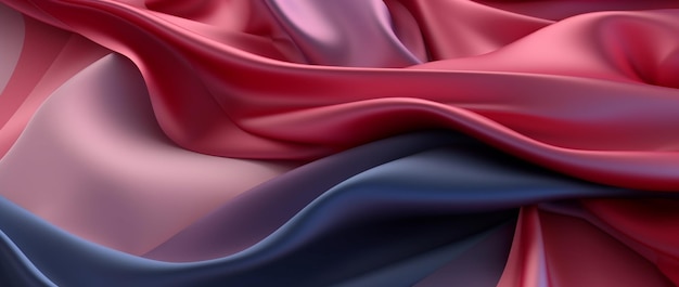 A red and blue silk fabric with a white heart in the middle.