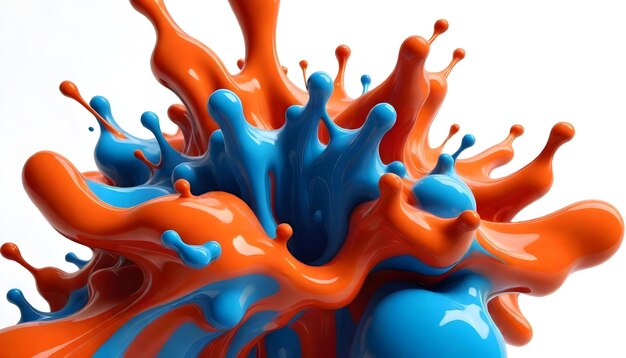 a red and blue splash of orange and blue liquid is shown