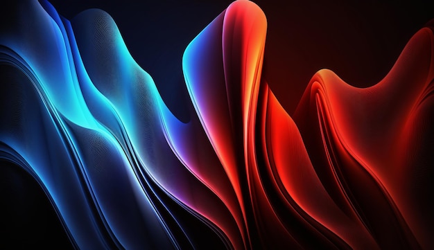 Red and blue waves on a black background