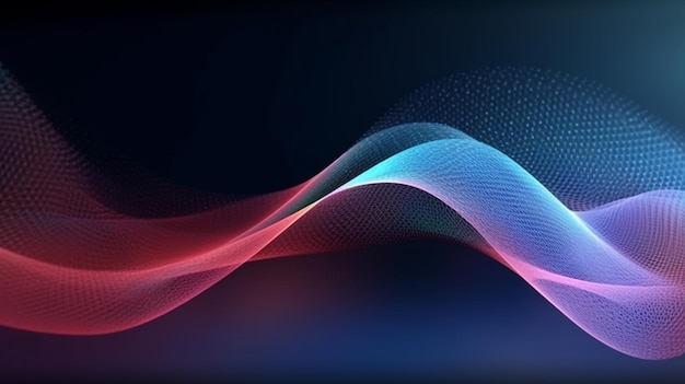 Red and blue waves on a dark background