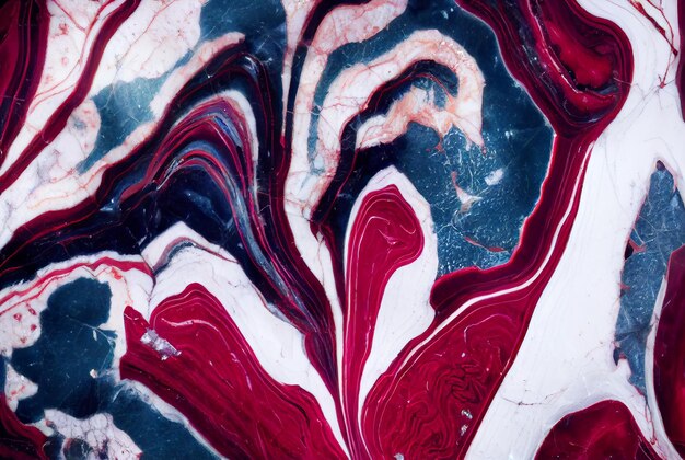 Red blue and white marble abstract background