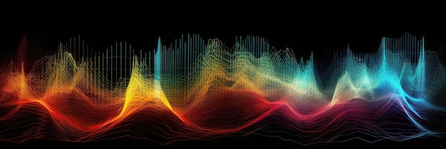 Red Blue Yellow A Digital Representation Of Sound Waves In An Array Of Colors Background Generative AI