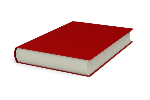 Red book on white background. Isolated 3D illustration