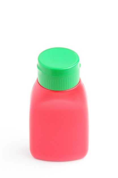 Red bottle on isolated white background