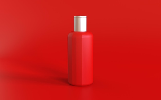 A red bottle of red liquid with a silver cap.