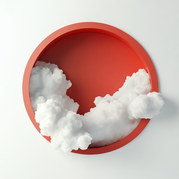 a red bowl with clouds in it and a red bowl with a white cloud in the middle