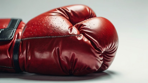 a red boxing glove with a hole in the middle