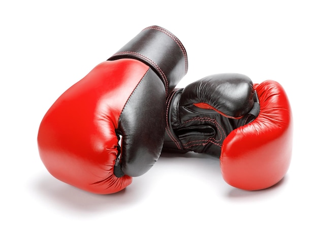 Red boxing gloves isolated on a white background