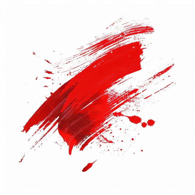 Red brush strokes on a white paper background