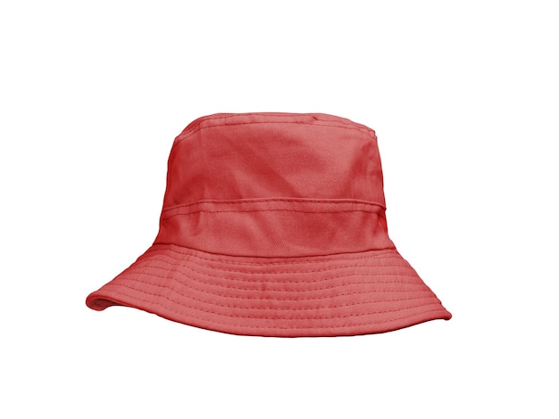 red bucket hat isolated on white