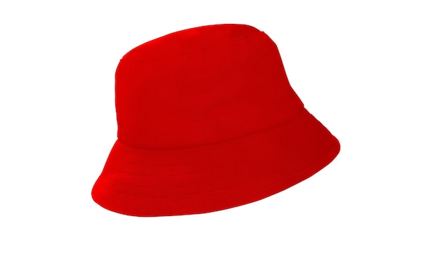 red bucket hat on white