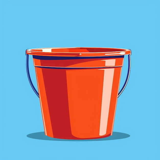 Photo a red bucket with a blue handle and a blue handle