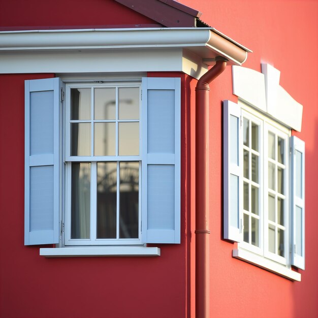 Photo a red building with a window that says  the name of the house