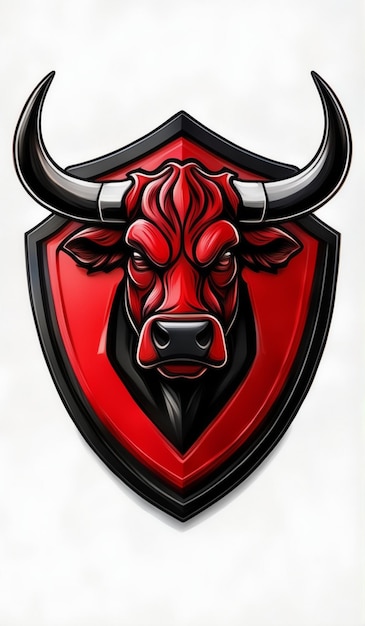 a red bull with a red face and horns