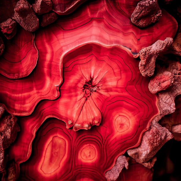 Red burl wood surface abstract background