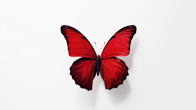 A red butterfly on a white background